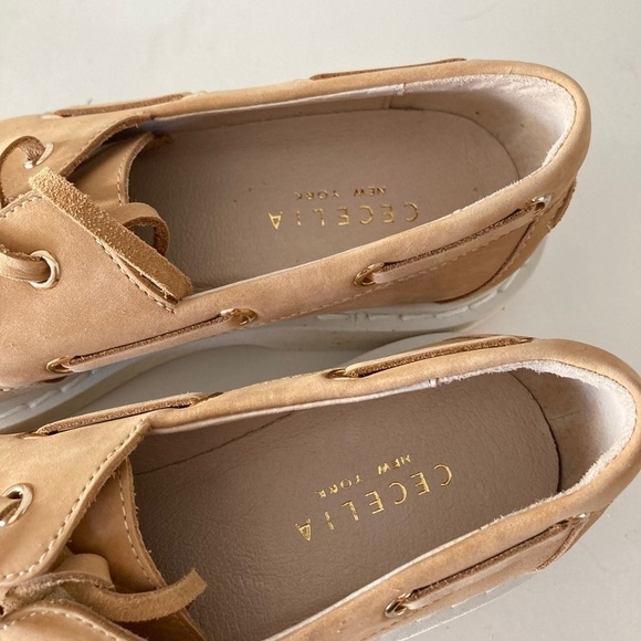 NWOT Cecelia New York Anthropologie Tan Leather Reedy Platform Loafers Sz 6 - Picture 4 of 8